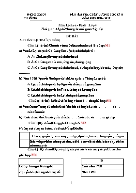 Đề kiểm tra chất lượng học kì II môn Lịch sử & Địa lí Lớp 4 - Năm học 2016-2017 (Có đáp án)